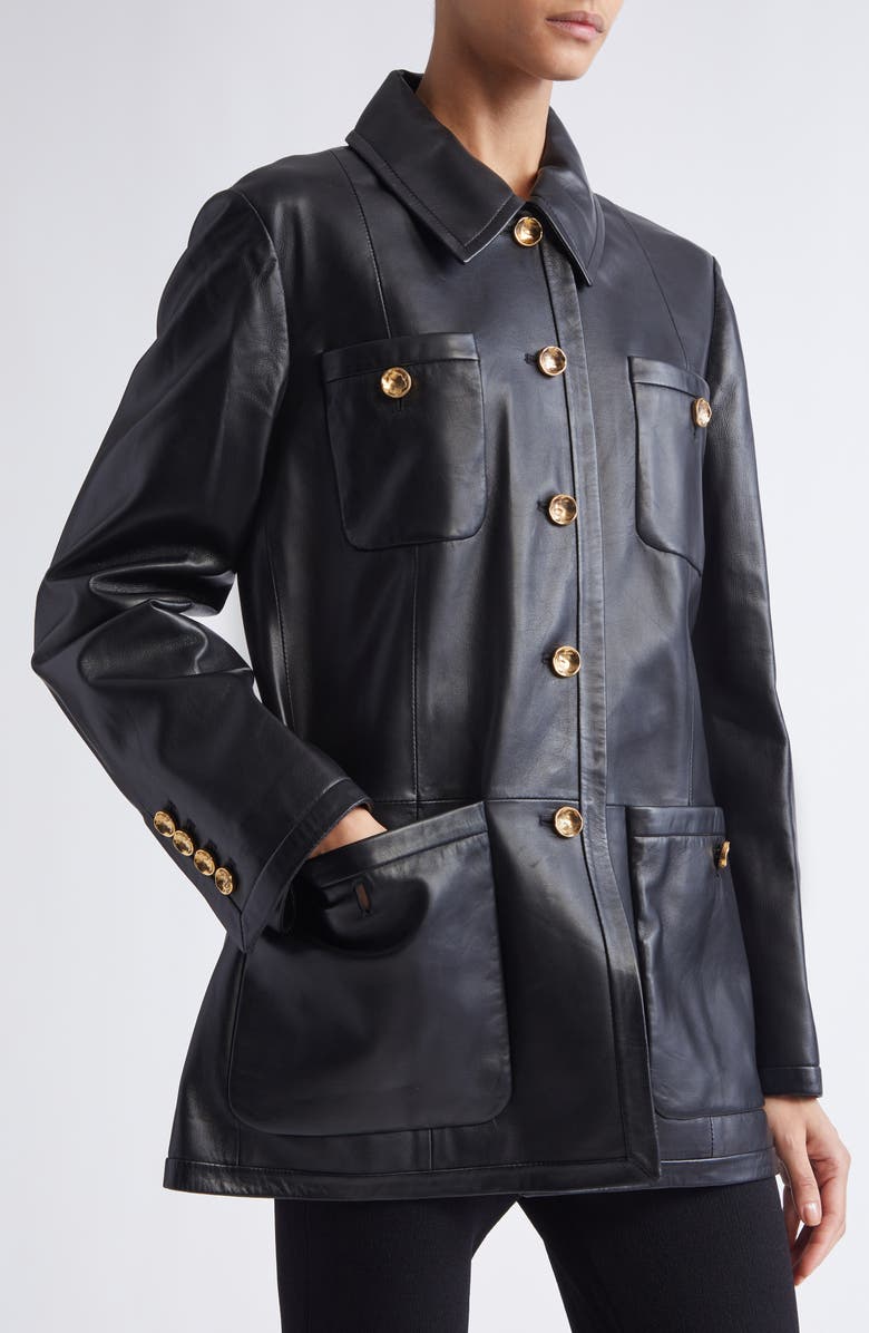 Altuzarra Leni Lambskin Leather Coat, Alternate, color, 