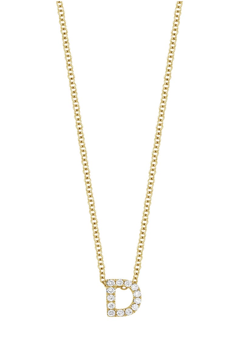 18k Gold Pavé Diamond Initial Pendant Necklace, Main, color, YELLOW