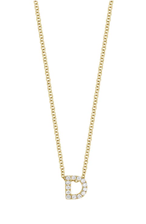 18k Gold Pavé Diamond Initial Pendant Necklace