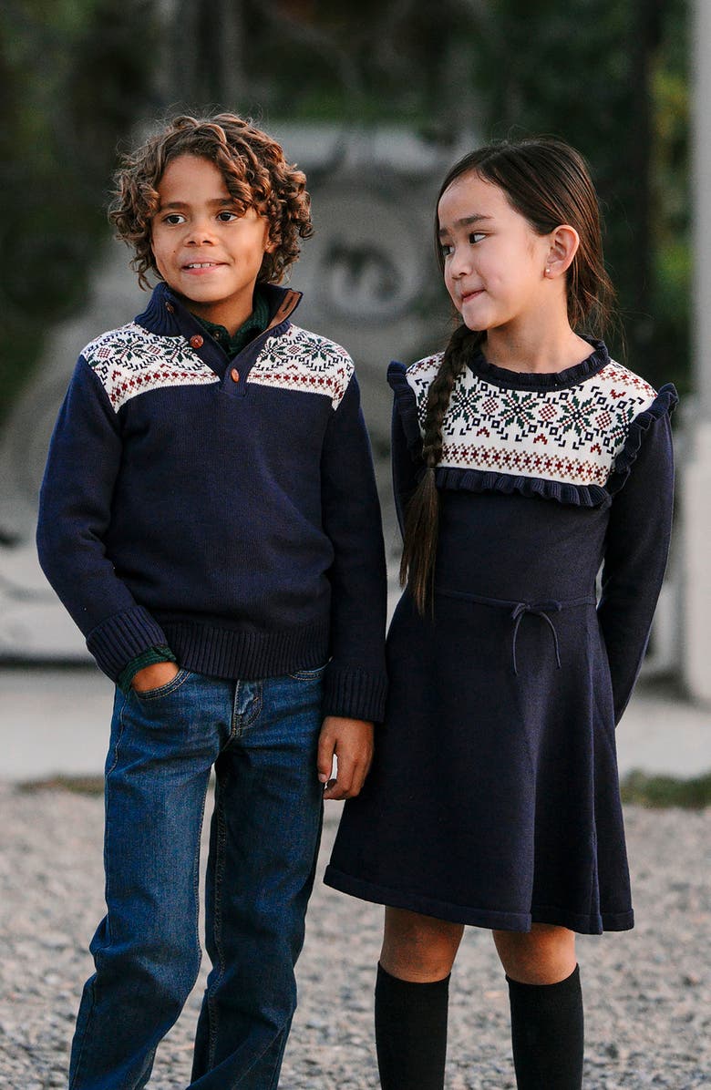 Hope & Henry Kids' Organic Mock Neck Intarsia Sweater, Alternate, color, 