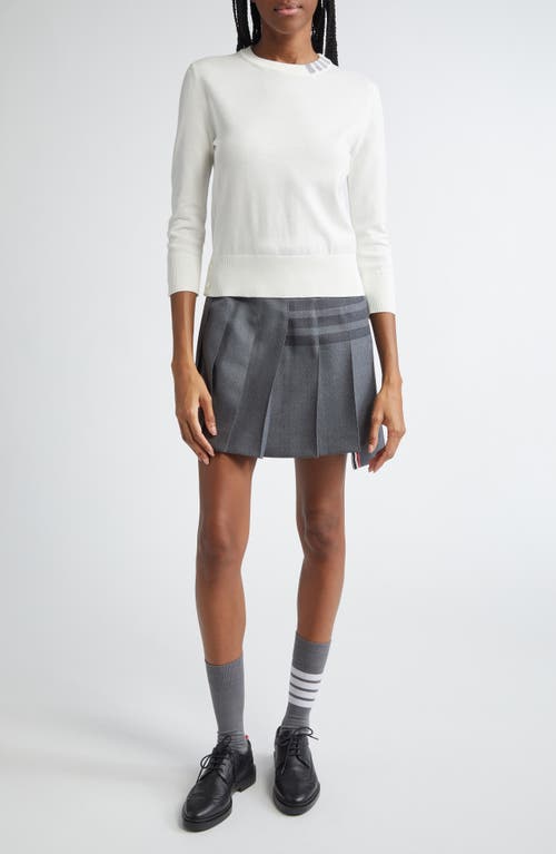 Thom Browne Jersey Stitch Three-quarter Sleeve Sweater In White
