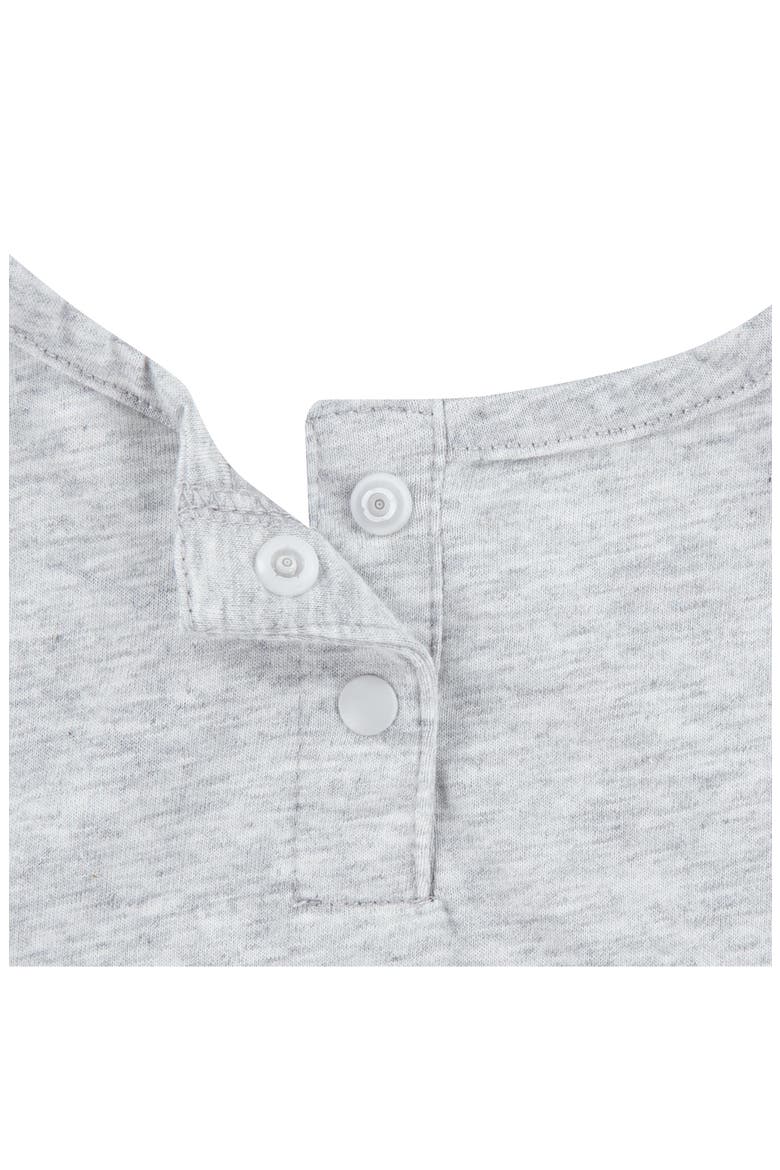 Freeze Tag Ruffle Shoulder Cotton Graphic Romper, Alternate, color, GREY HEATHER