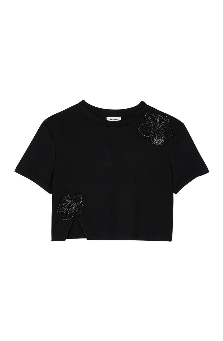 SANDRO Floral embroidery T-shirt, Alternate, color, 
