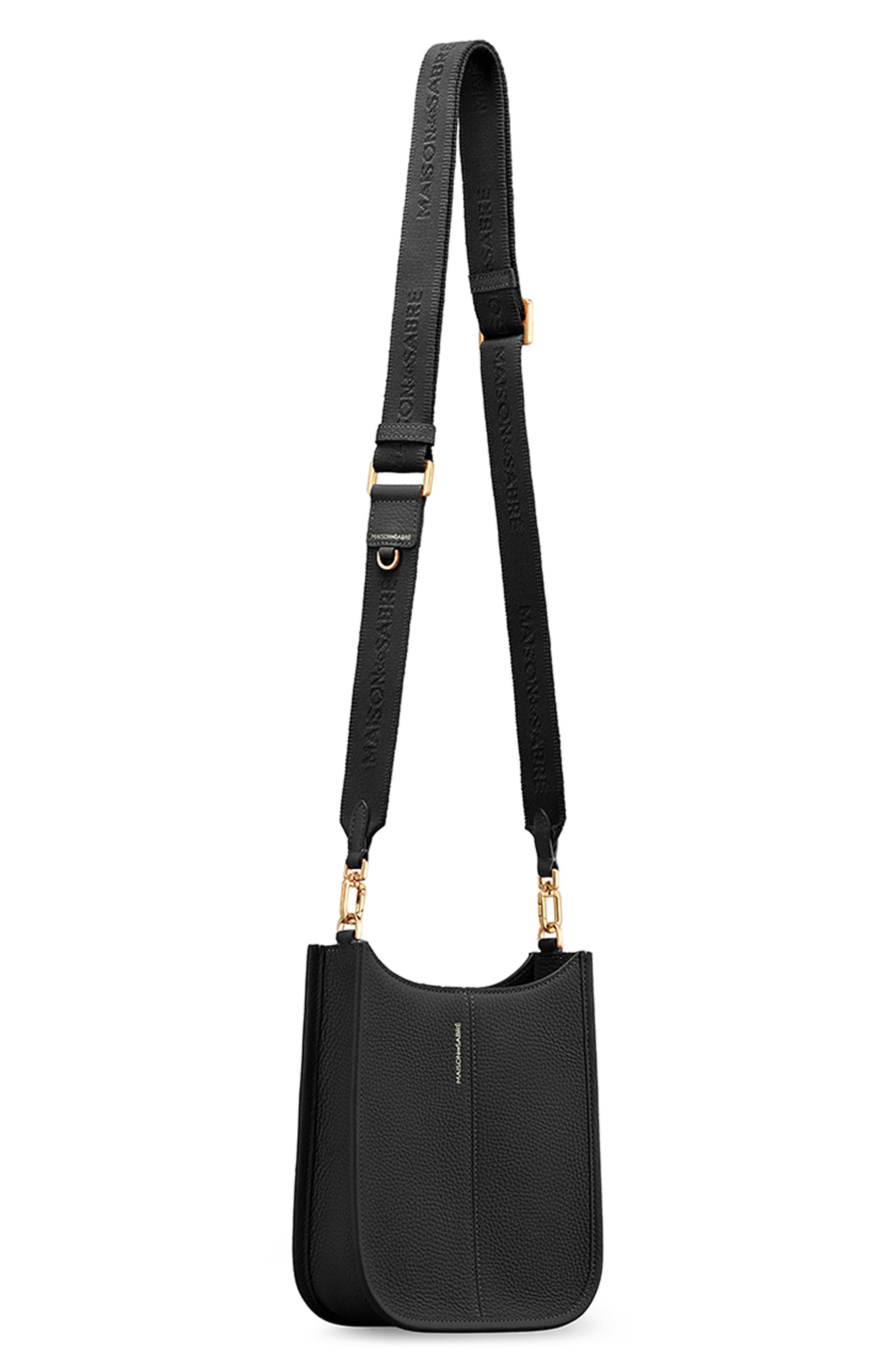 MAISON de SABRÉ Leather Mini Saddle Bag, Alternate, color, Black Caviar