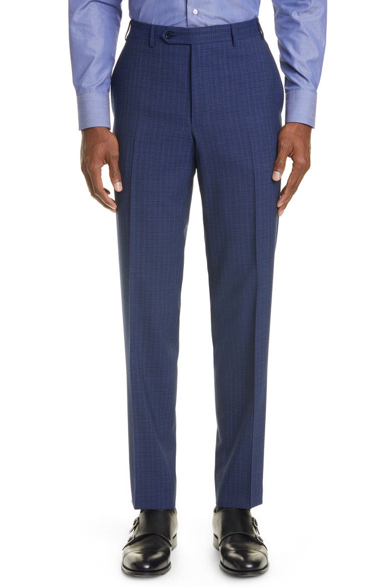 Siena Soft Classic Fit Check Wool Suit, Alternate, color, NAVY