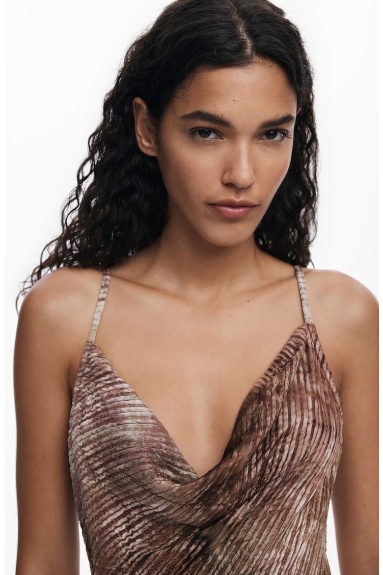 Cowl Neck Ribbed Maxi Dress, Alternate, color, BROWN