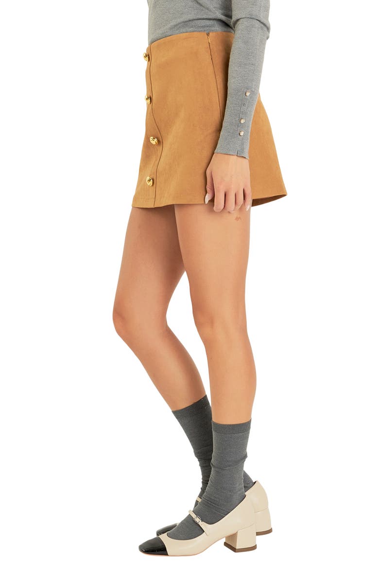 Faux Suede Miniskort, Alternate, color, CAMEL