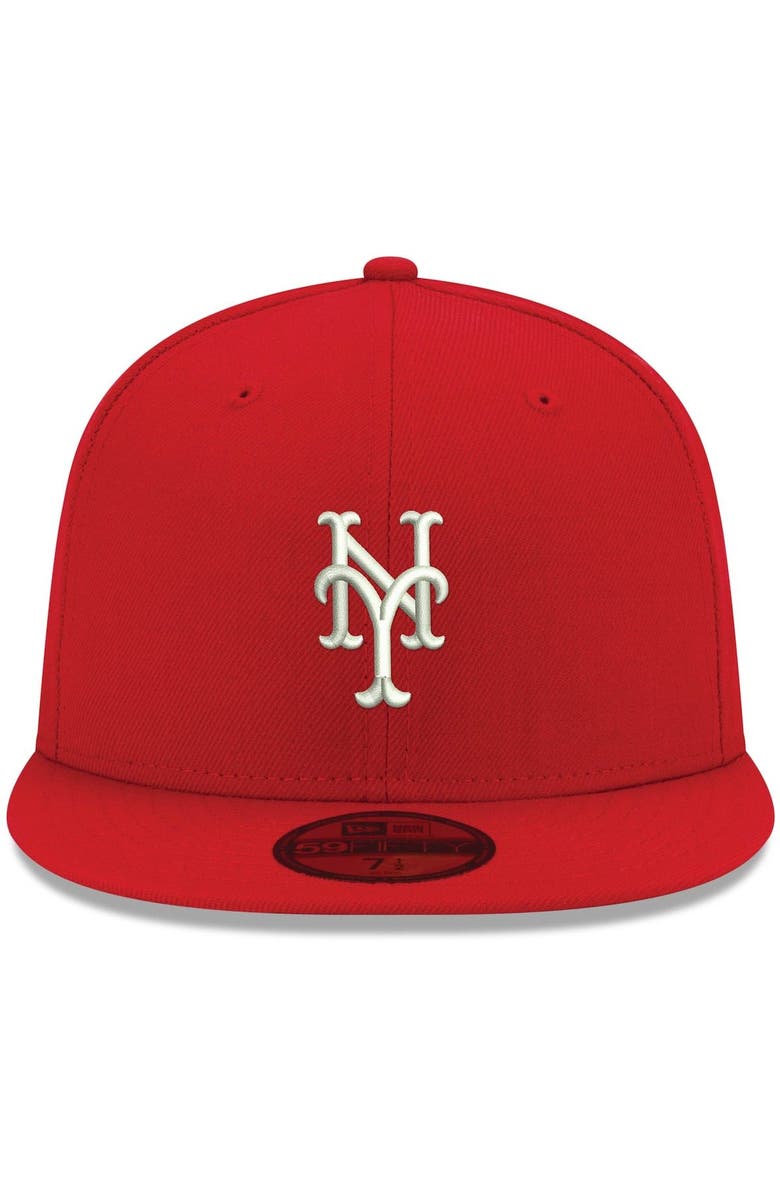 New Era Men's New Era Red New York Mets White Logo 59FIFTY Fitted Hat, Alternate, color, 