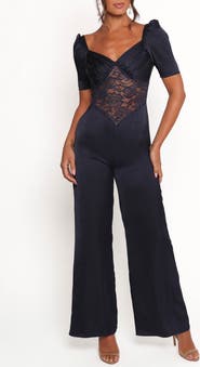 Petal & Pup Milana Lace Inset Satin Jumpsuit