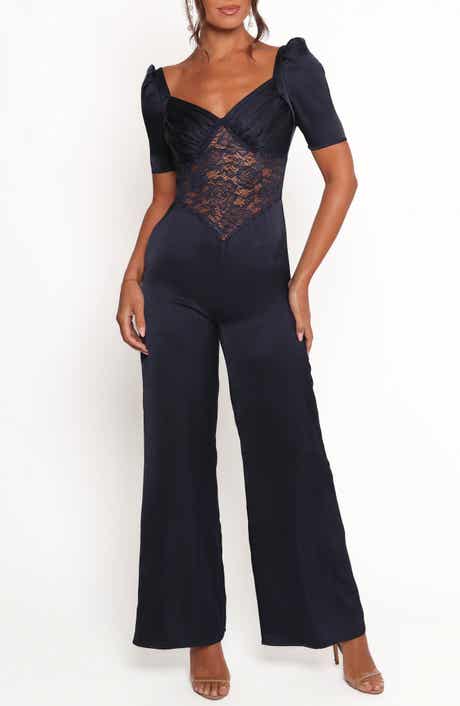 Petal & Pup Milana Lace Inset Satin Jumpsuit