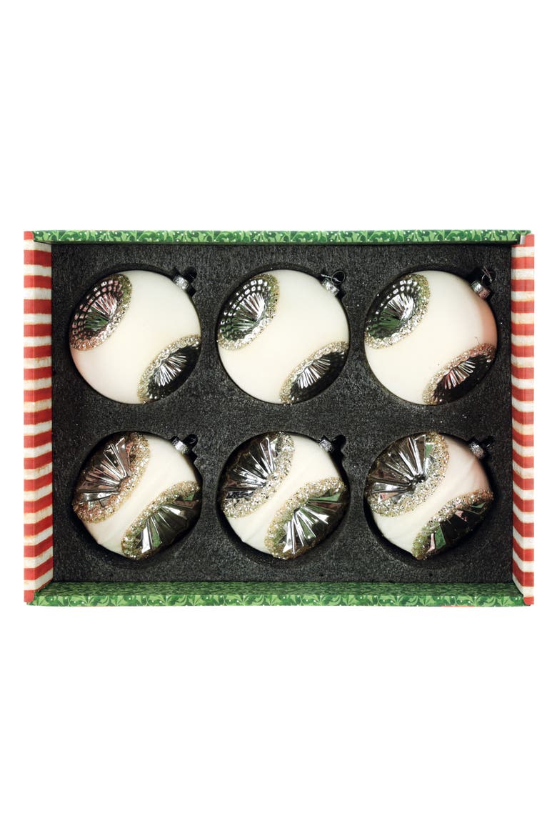 Glitter Fan Ornament, Box of 6, Alternate, color, Silver