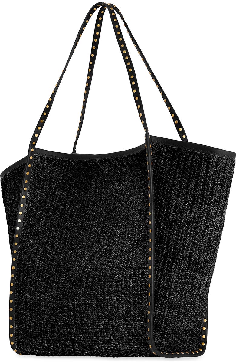 Rebecca Minkoff Dylan Raffia Tote Bag, Alternate, color, Black