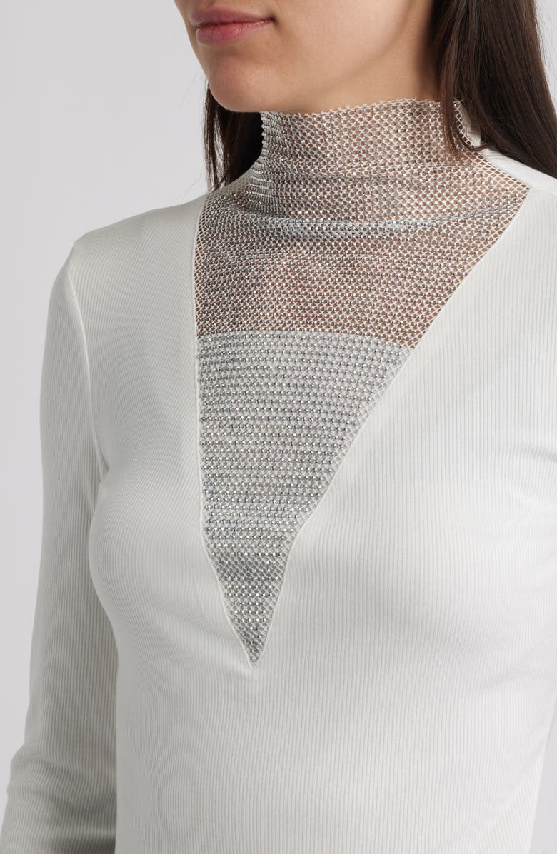 NIKKI LUND Gillian Rhinestone Rib Top, Alternate, color, White