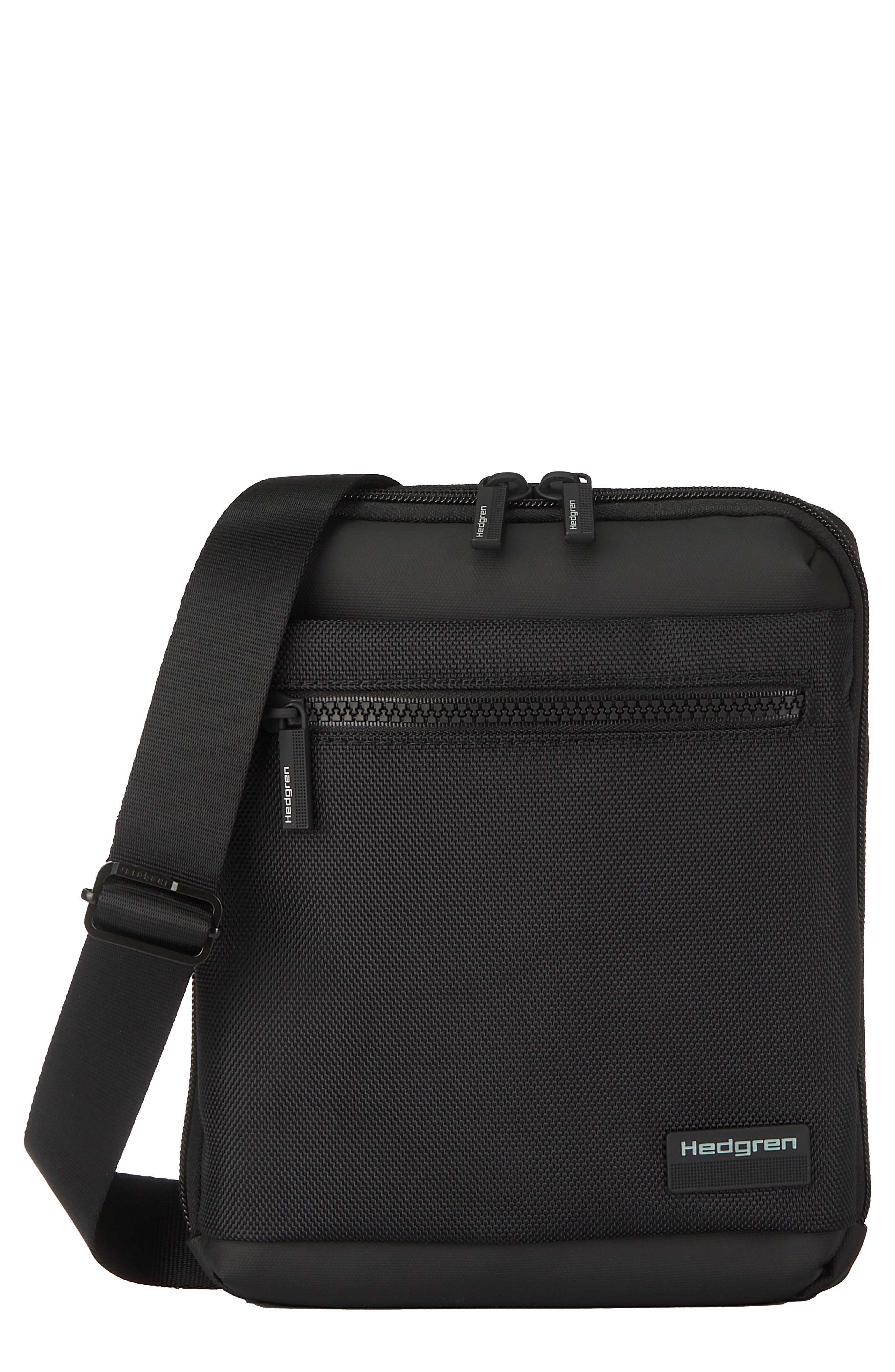 Hedgren Slim Chip RFID Water Repellent Crossbody Bag, Main, color, Black