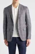 Canali Kei Trim Fit Brown Mélange Shadow Plaid Wool & Silk Blend Sport Coat