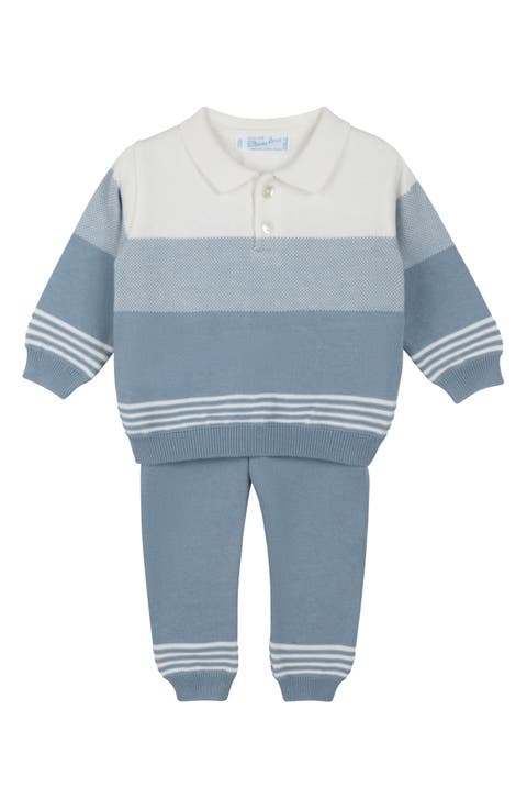 Collared Colorblock Knit Set