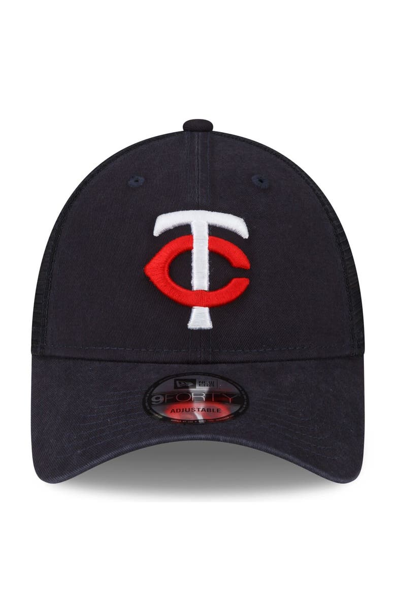 New Era Men's New Era Navy Minnesota Twins 2023 9FORTY Trucker Adjustable Hat, Alternate, color,