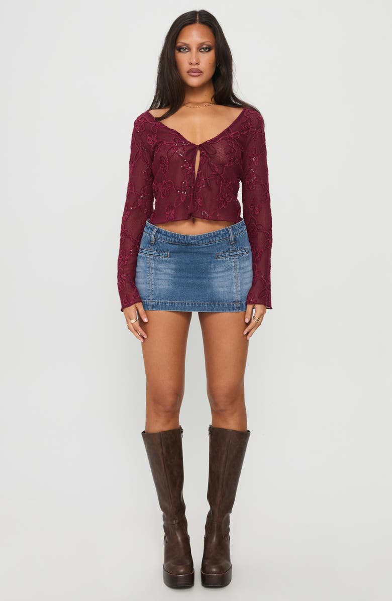 Princess Polly Darbi Denim Miniskort, Alternate, color, Mid Blue