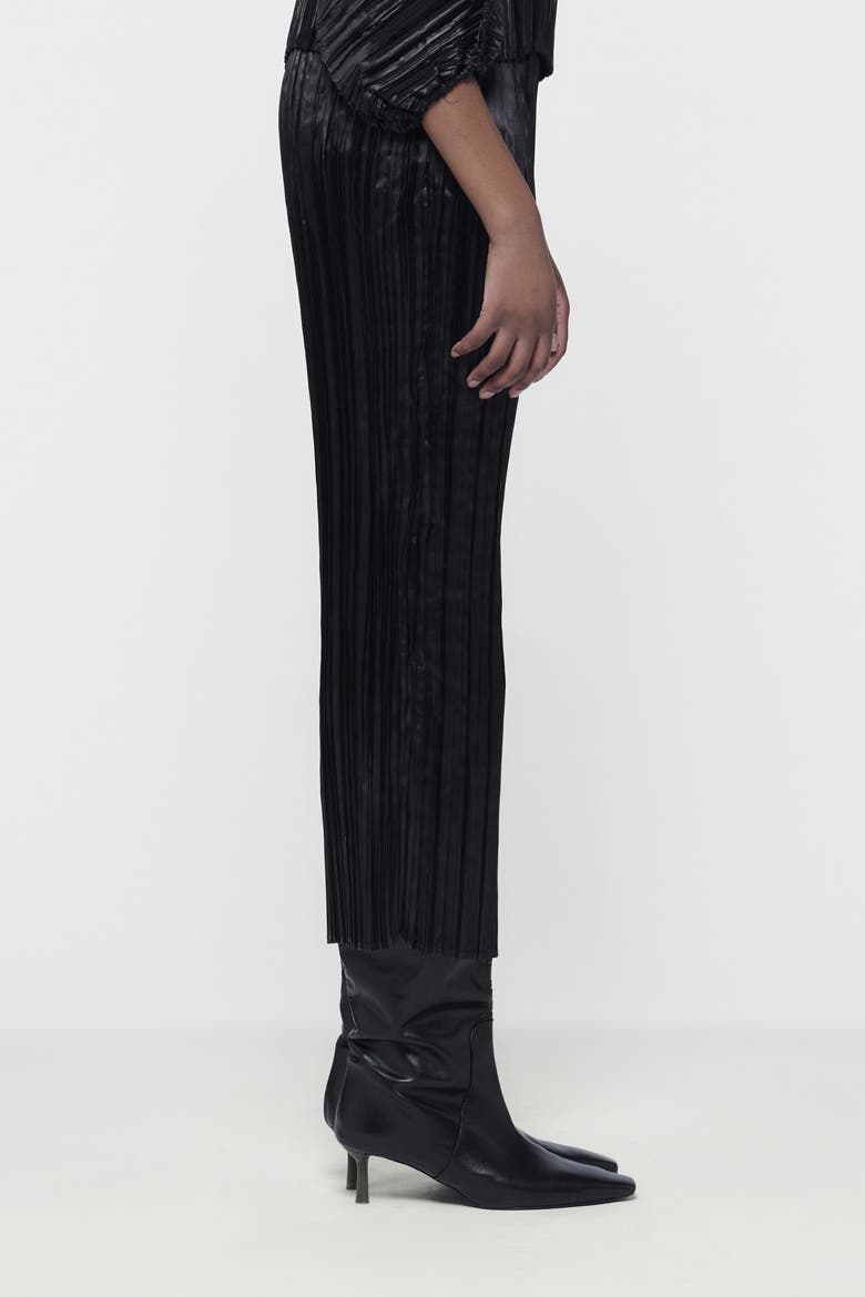 Fitted Plisse Skirt, Alternate, color, Black