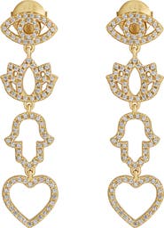 Karma and Luck Gold Plated Multi Charm Women's Dangle Earrings - Radiant Insight