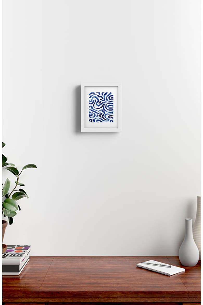 Blue Minimal Framed Art Print, Alternate, color, WHITE