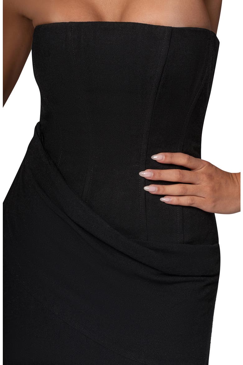 Journey Strapless Cotton & Linen Maxi Dress, Alternate, color, BLACK