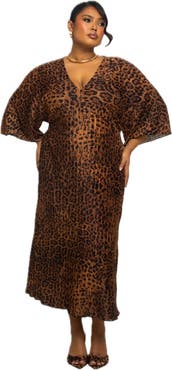 FASHION-SZN CURVE Plus Size Leopard Print Midi Dress