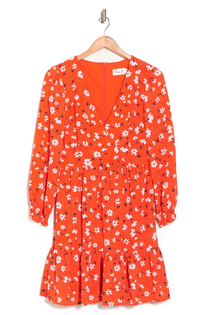 Eliza J Floral Surplice Tiered Dress, Alternate, color,