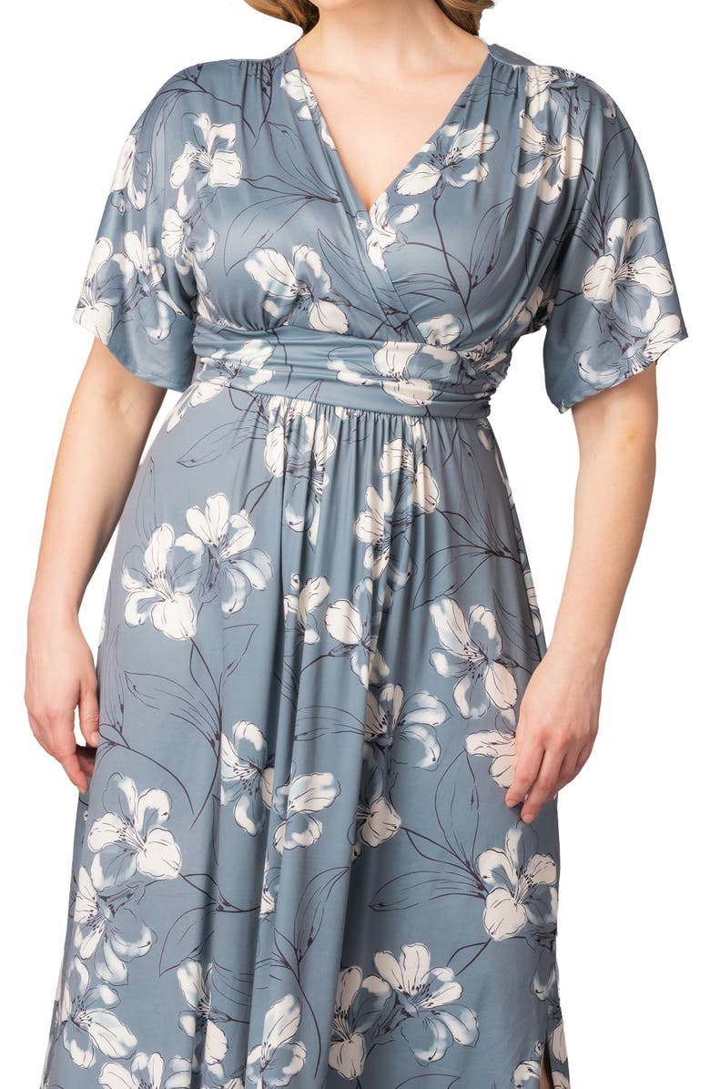 Kiyonna Vienna Maxi Dress, Alternate, color, Grey Lily Print