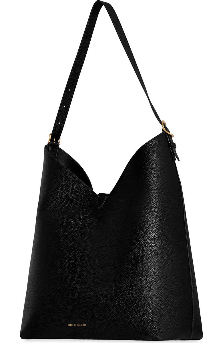 Rebecca Minkoff Megan Leather Hobo Bag, Alternate, color, Black