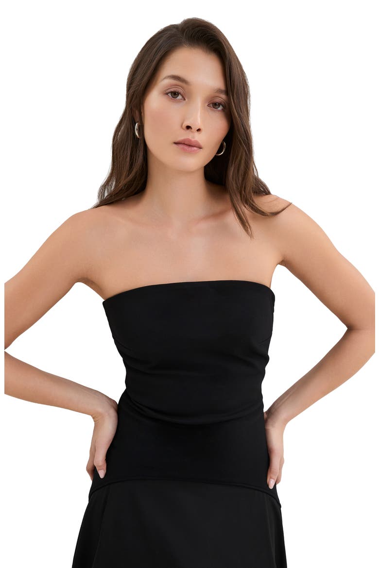 Aurora Strapless Drop Waist Dress, Alternate, color, BLACK