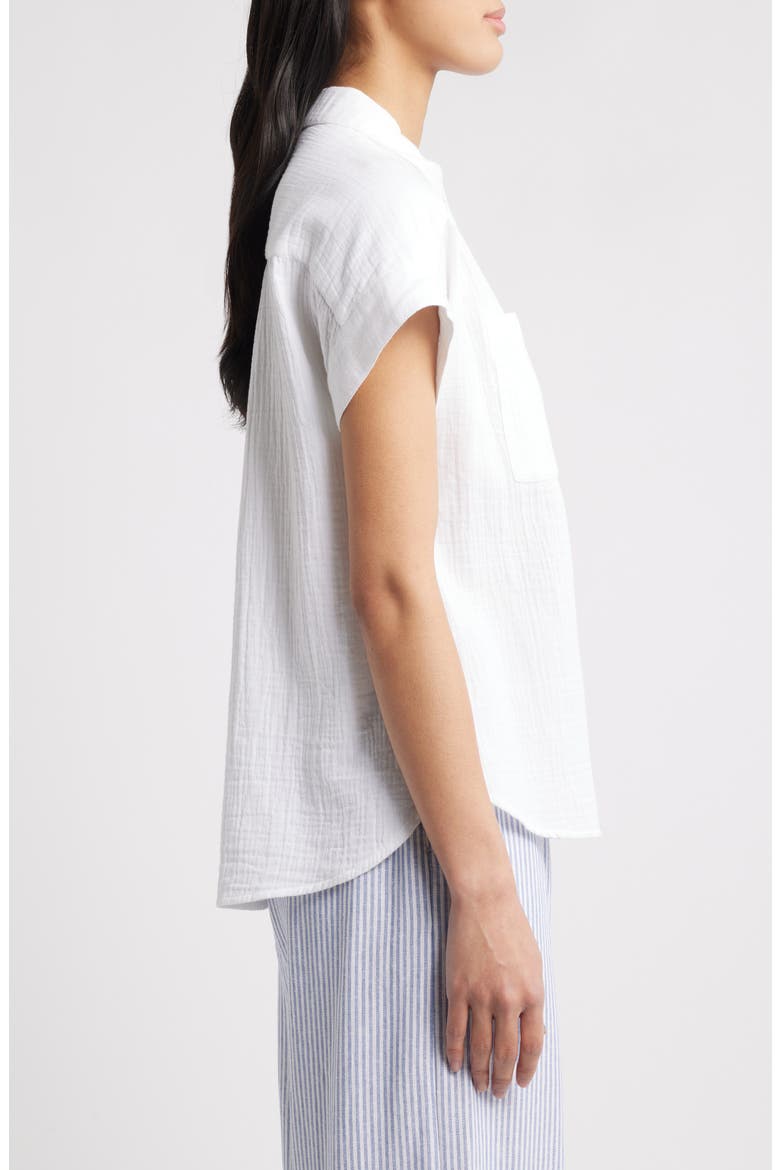 Cotton Gauze Button-Up Shirt, Alternate, color, WHITE