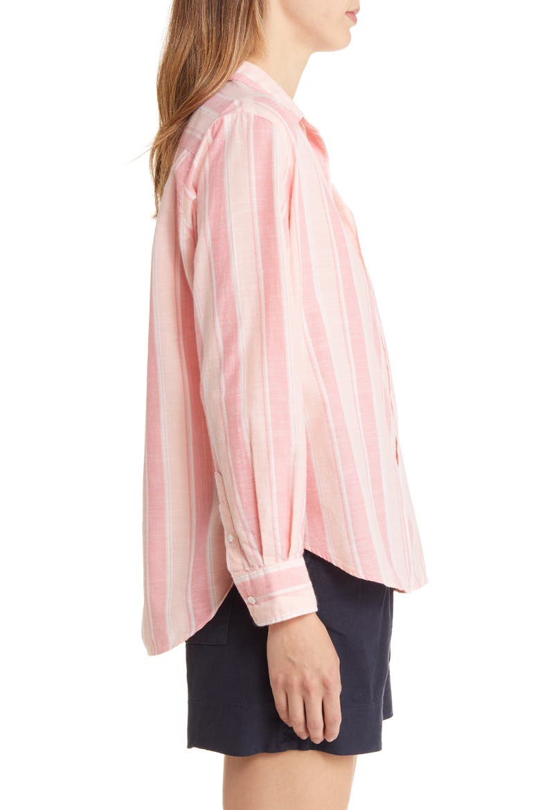 Stripe Cotton Button-Up Shirt, Alternate, color, PEACH PINK MULTI STRIPE
