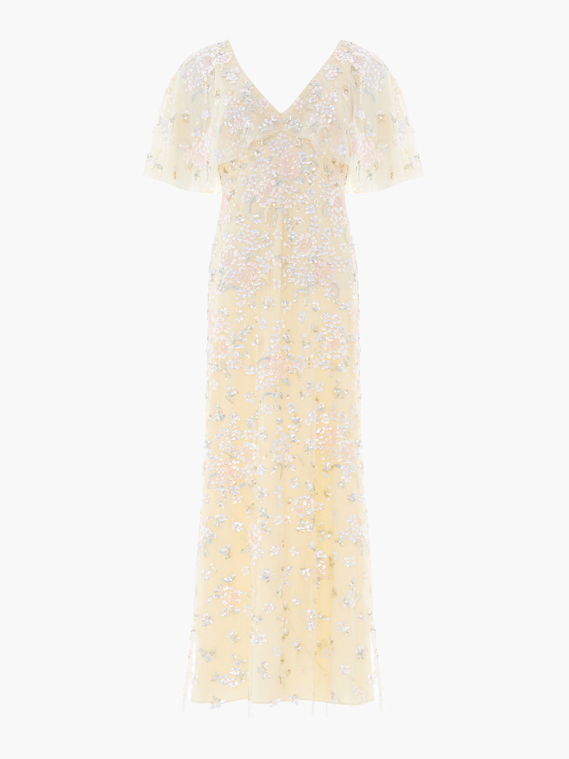 Peony Bouquet Sequin V-Neck Cape Gown - image 2