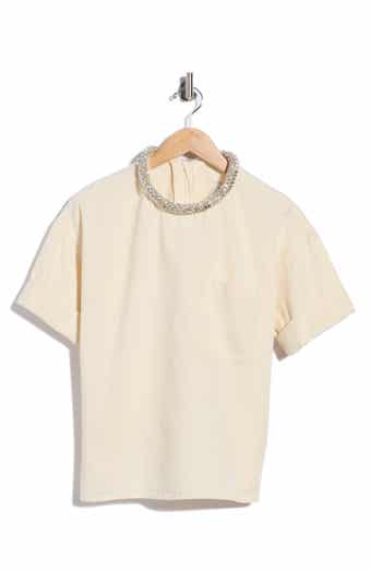Crystal Collar Cotton Top