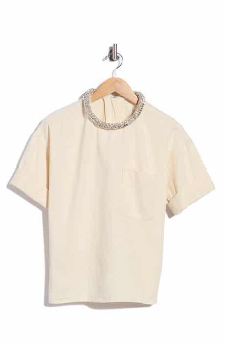 Crystal Collar Cotton Top