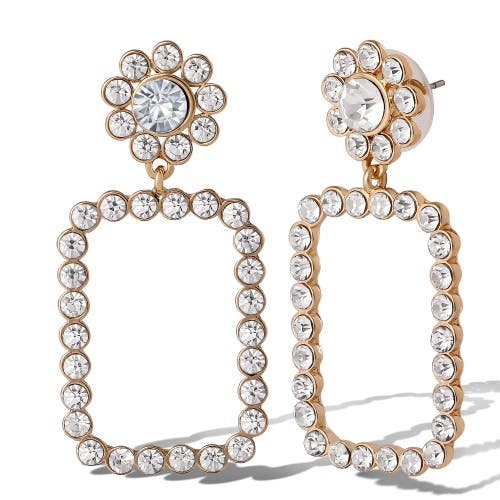Jessica Simpson Gold-tone Pave Rectangle Drop Earrings In Metallic