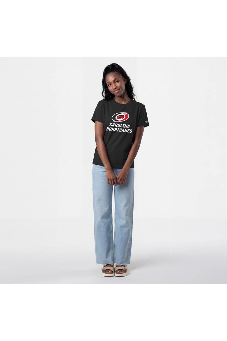 Women's Champion  Black Carolina Hurricanes Wordmark Lockup T-Shirt, Alternate, color, Black