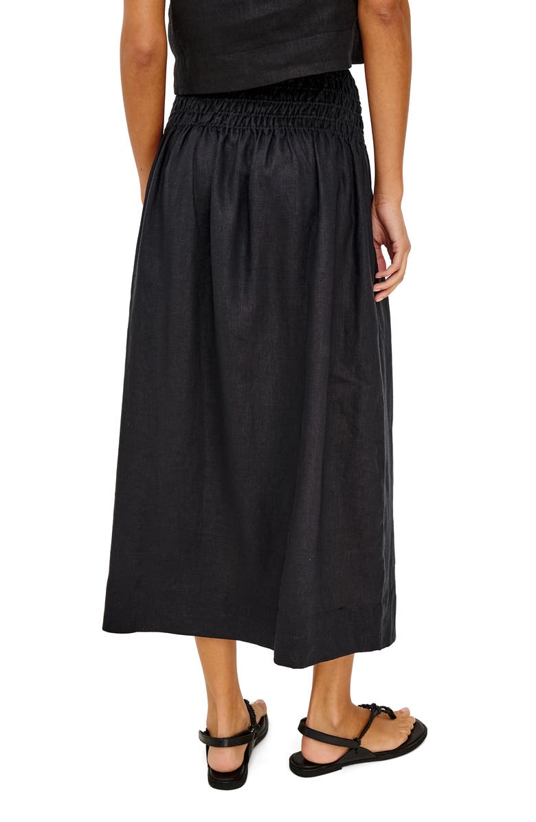 Rails Alessa Smock Waist Linen Skirt, Alternate, color, Black Linen
