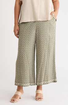 Print Crop Wide Leg Pants