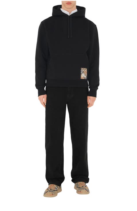 Check Label Cotton Hoodie