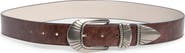 Vince Camuto Etched Metal Leather Belt