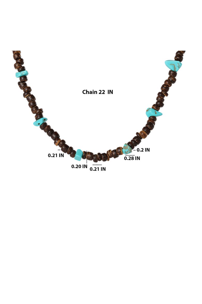 Men's Wood & Turquoise Beaded 22 Necklace, Rustic Brown with Blue Chips, Alternate, color, Heishe, Turquoise