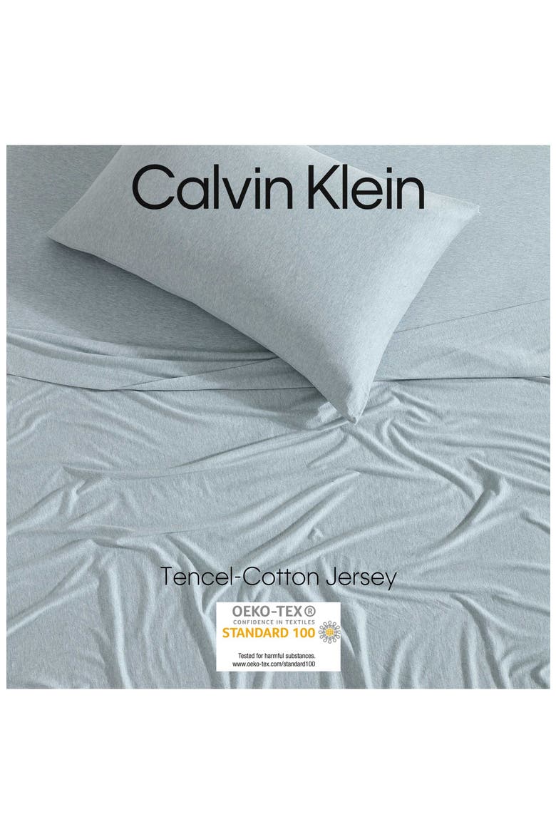 Mélange Cotton Blend Jersey Sheet Set, Alternate, color, LT-PASTEL BLUE
