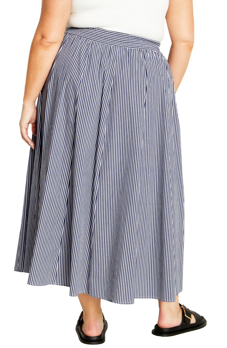 City Chic Stellar Stripe A-Line Maxi Skirt, Alternate, color, Navy Stripe