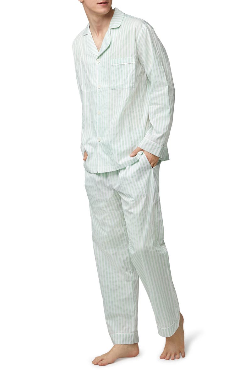 BedHead Pajamas Print Organic Cotton Pajamas, Alternate, color, Mint 3D Stripe