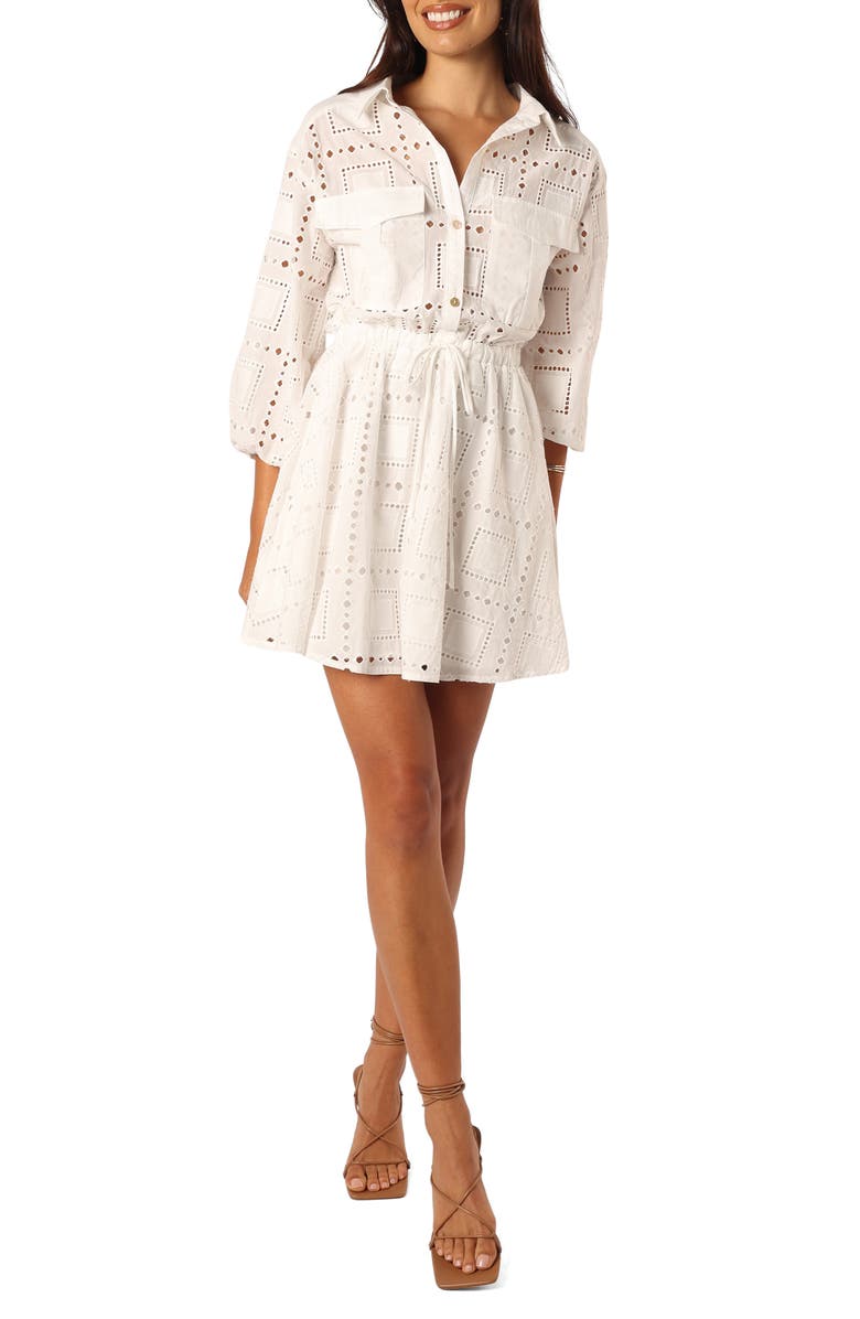 Petal & Pup Renn Cotton Eyelet Shirtdress, Main, color, 