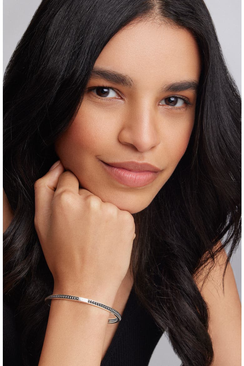 Caviar Icon Beaded Bangle Bracelet, Alternate, color, SILVER/ HEMATITE