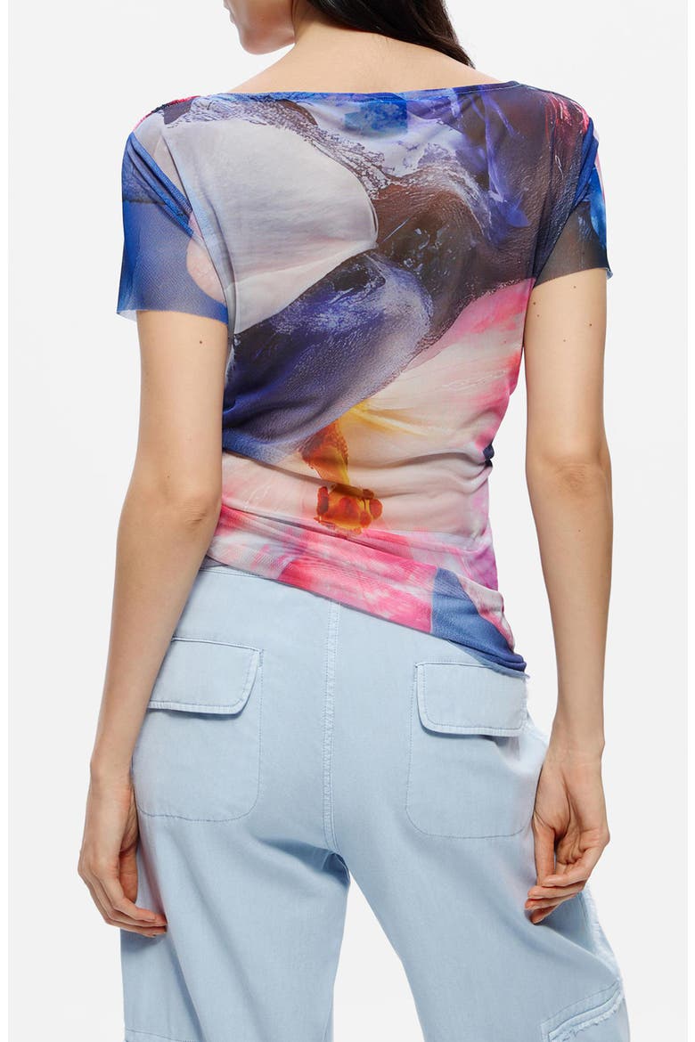 Floral Print Graphic T-Shirt, Alternate, color, MULTI ORANGE/BLUE