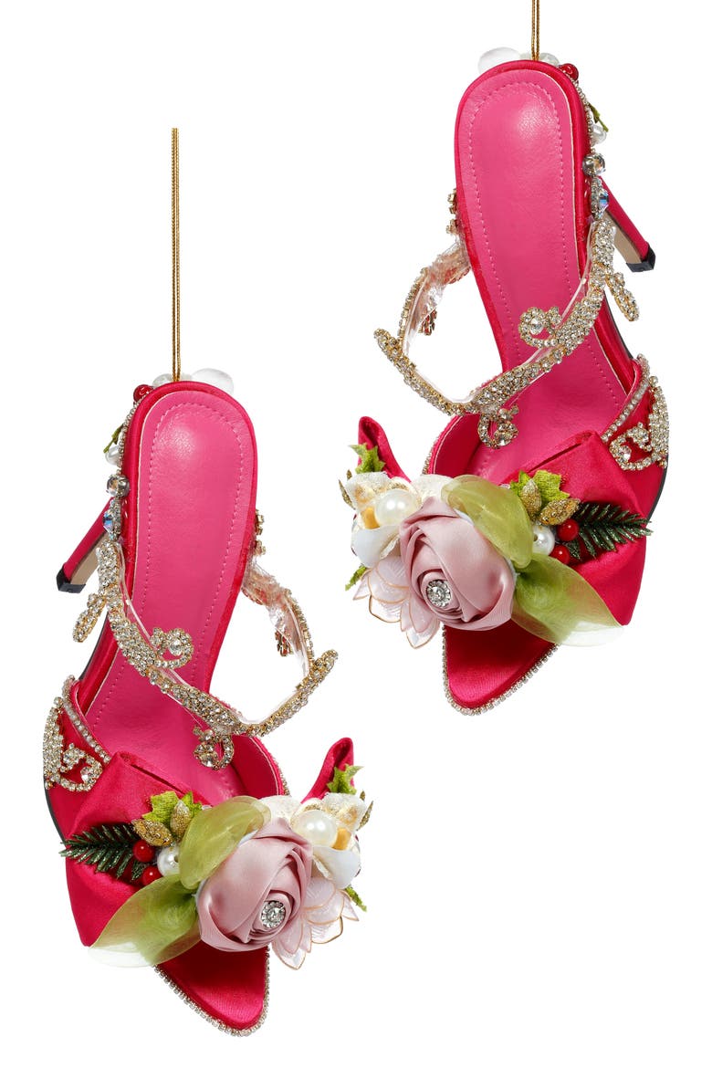 Fuschia Shoe with Trim and Strap Ornament, Set of 2, Main, color, Fuchsia